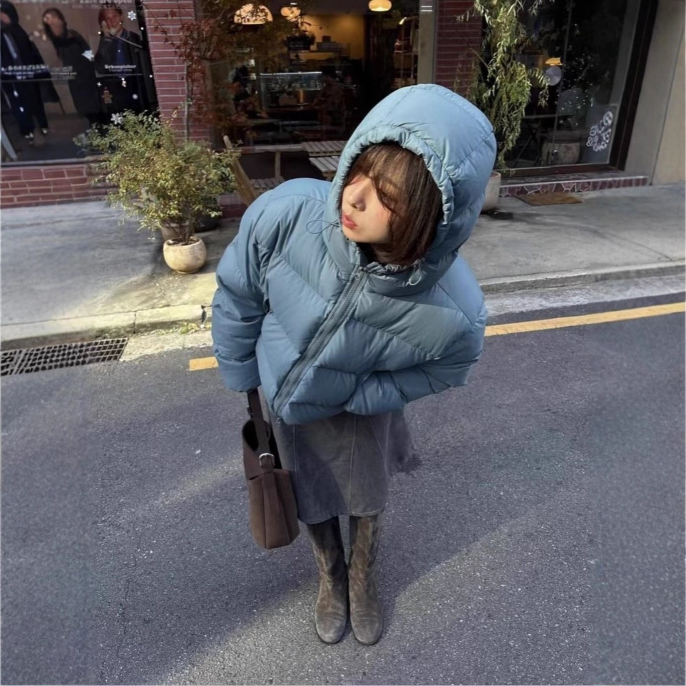 25现韩东大门秋冬新smoothmo*d90鹅休闲宽松保暖连帽羽绒服外套女