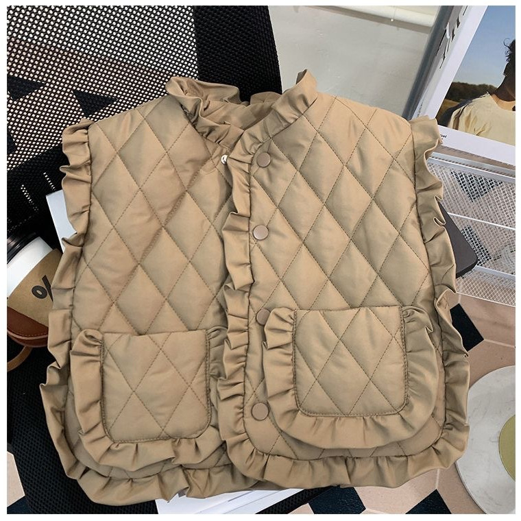 Los niños estrella redonda 2024 Otoño e Invierno Nueva Corea del Sur ropa para niños estilo coreano lindo dulce encaje cálido acolchado Chaleco de las niñas