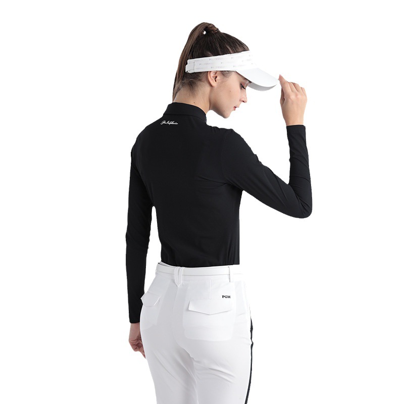 Áo thun dài tay golf nữ PGM cổ V vải thể thao thoáng khí — YF610-màu trắng, KUZ162-màu đen, KUZ162-màu xanh hải quân, KUZ162-màu trắng