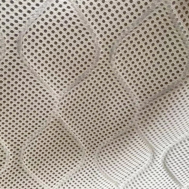 三明治网布菱形压花床垫运动垫材料布料浅灰色夹层网眼布