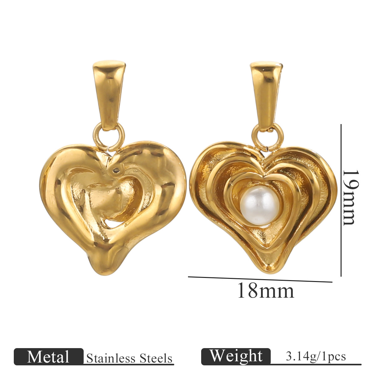 Europa y los Estados Unidos acero inoxidable pentagonal en forma de corazón colgante de perlas DIY accesorios accesorios al por mayor