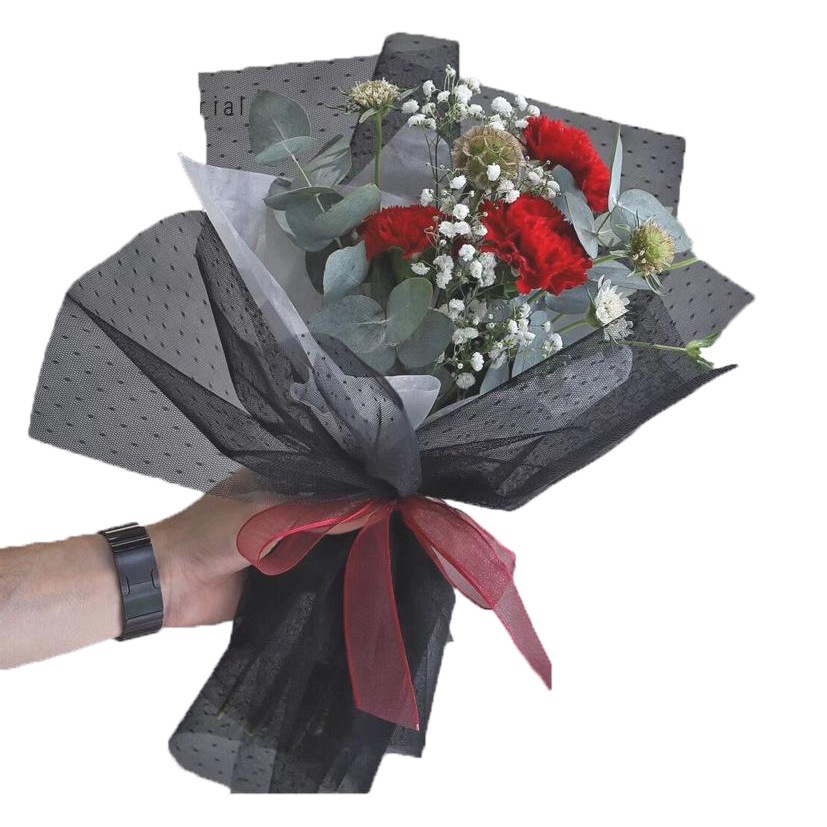 Nueva Corea del Sur multicolor translúcido malla punto hilo boda flor tienda Rosa ramo malla material de papel de embalaje