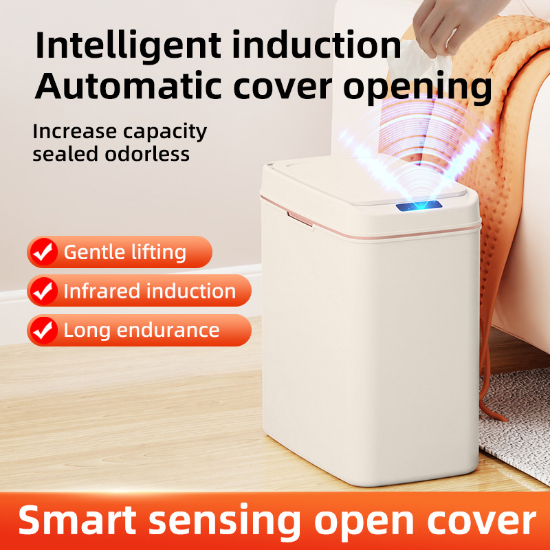 Bote de Basura Inteligente Eléctrico de Plástico con Sensor para Cocina, Baño y Hotel
