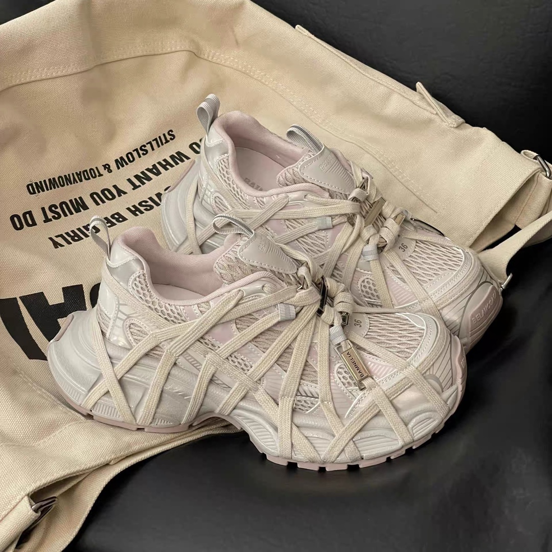 Women's Trendy European-Style Spider Web Dad Shoes with Ink-Absorbing Patch, Thick-Soled Lace-Up Trendy Korean-Style Casual Dad Shoes