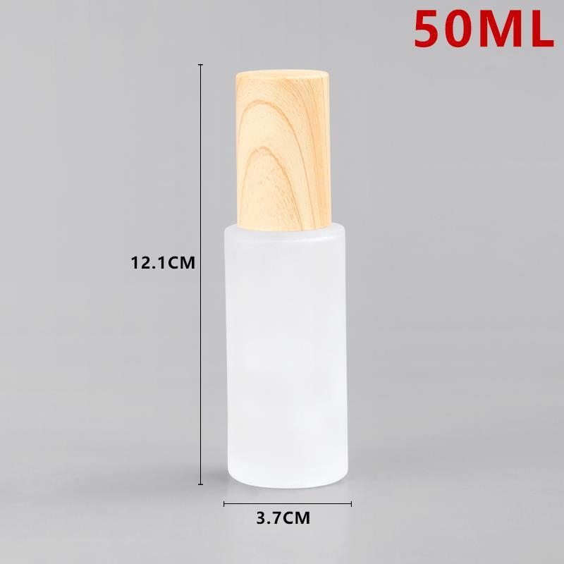 Grano de madera artesanal botella de vidrio cosmética esencia botella de vidrio cosmética sub-botella crema de tóner botella vacía