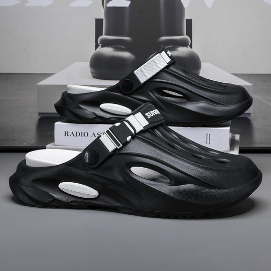 Men's Summer New Style Shoes with Shit on Shoes EVA Thick-soled Beach Outdoor All-match Couple's Korean-style Non-slip High-value Cave Shoes