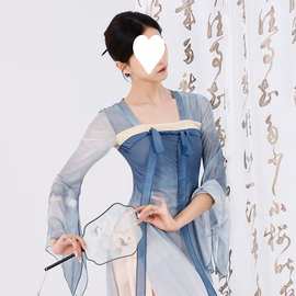 古典舞服装 飘逸汉唐风古典舞蹈服女汉服练功服纱衣纱衣艺考套装