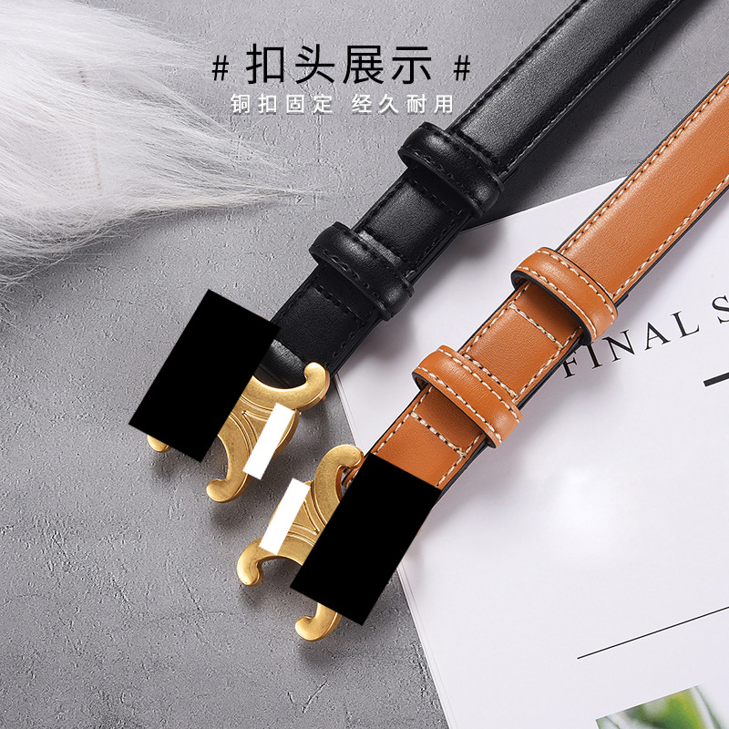 Cinturón estilo 2025 con decoración de cuero genuino para jeans de mujer, moderno y versátil, adecuado para faldas, de moda en Instagram, disponible para dropshipping.