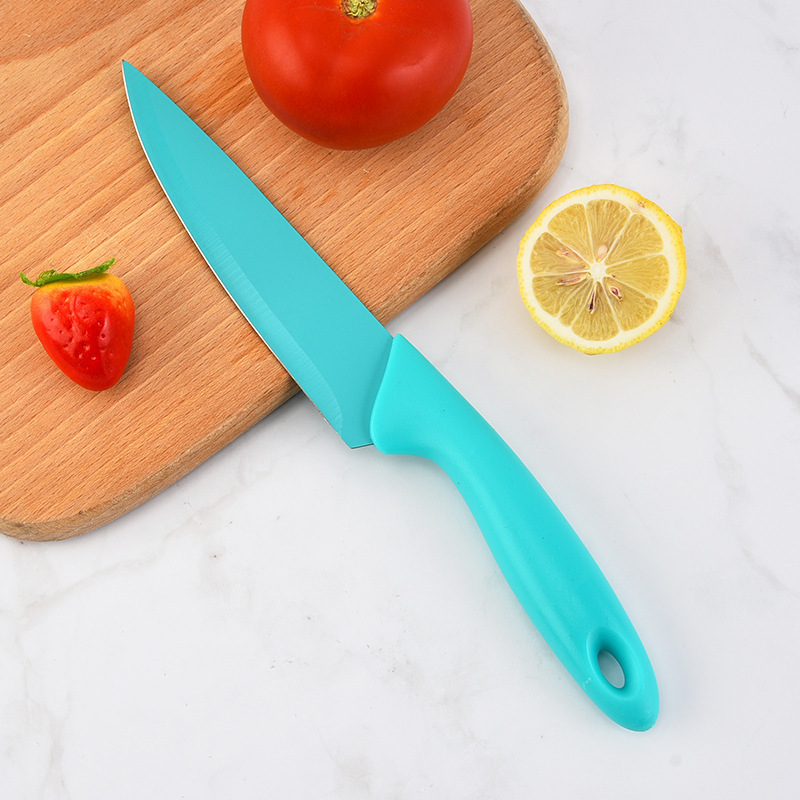 Cuchillo de cocina de mango de plástico cuchillo universal cuchillo de fruta tarjeta de succión cuchillo de cocina de pintura de color cuatro piezas fábrica