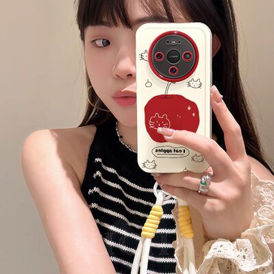 适用华为mate80pro手机壳全包防摔HUAWEImate80rs超线条猫咪苹果