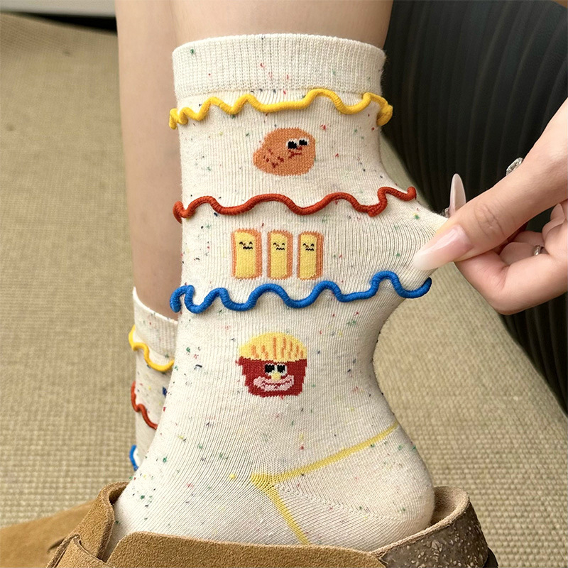 Calcetines de papas fritas extrañas, calcetines de algodón anti-bolas con zapatos de primavera y otoño al por mayor.