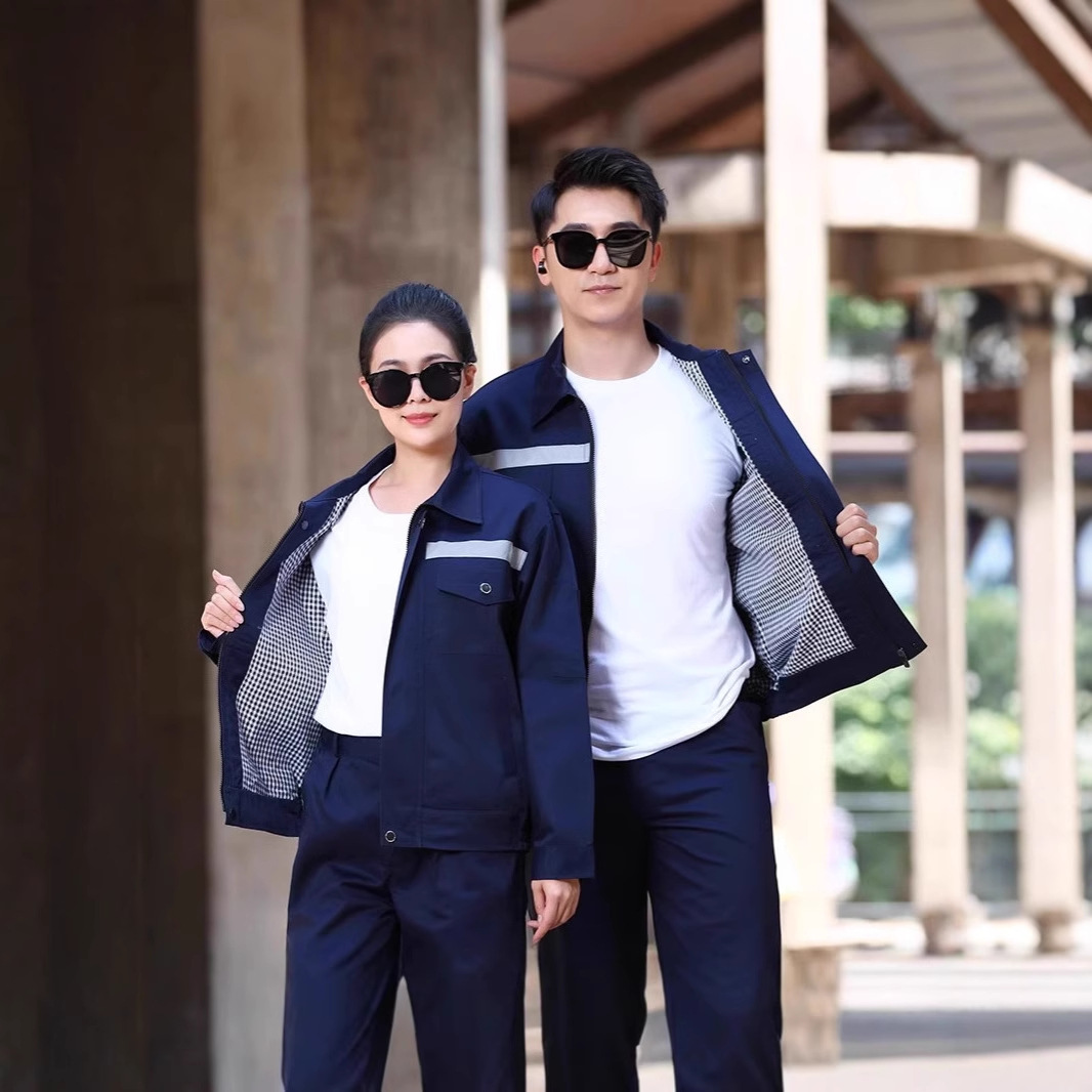 Spring and Autumn Double-Layer Thickened Breathable and Wear-Resistant Work Clothes Suit Men's Labor Protection Construction Engineering Factory Workshop Maintenance Work Clothes