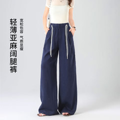 リネンフロアモップワイドレッグパンツ、夏の気質、onlppパンツ、ワイドレッグパンツ、カジュアルパンツ、ハイウエスト、ゆったり、薄手