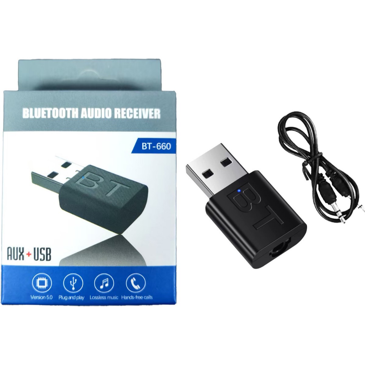 5.0 USB Receiver Speaker Amplifier AUX Audio I Car Wireless Stereo Bluetooth Dongle Adapter_voghion.com