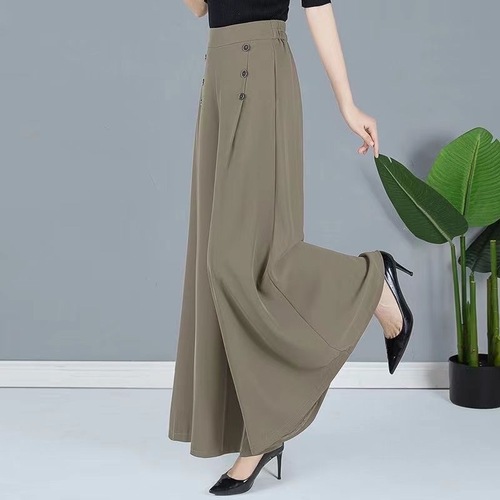 Women's Summer 2025 Loose-Fitting Flared Nine-Tenths Harem Wide Leg Pants Skirt with Volume for Petite and Plus Size