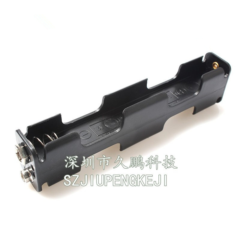 5号4节电池盒 双条形背靠背 带9V公母扣 6V五号四节双条形电池座