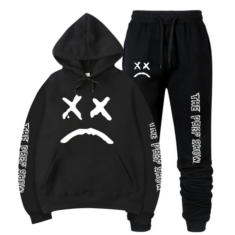Manufacturer Wholesale Spring and Autumn European and American Trendy Hot-Selling New Lil Peep Street Style Hooded Crewneck Sweatshirt Set Manufacturer Wholesale Spring and Autumn European and American Trendy Hot-Selling New Lil Peep Street Style Hooded Crewneck Sweatshirt Set