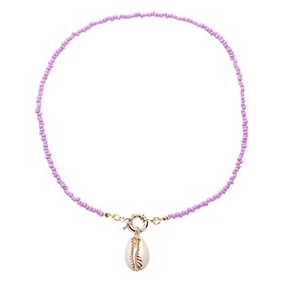 European and American cross-border jewelry Bohemian multi-color rice beads shell pendant necklace fashion new rudder necklace