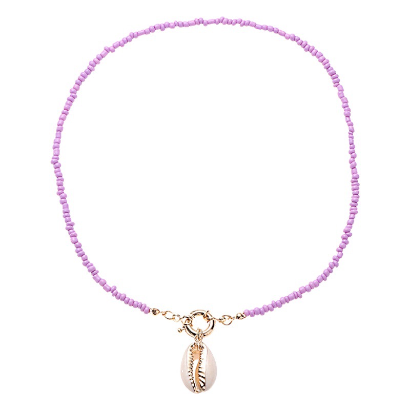 European and American cross-border jewelry Bohemian multi-color rice beads shell pendant necklace fashion new rudder necklace
