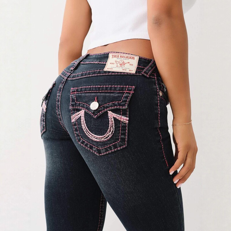 True Religion Women's Jeans European and American Cross-Border Retro Street Casual Slim Fit Horseshoe Embroidery Low-Waist Pants True Religion Women's Jeans European and American Cross-Border Retro Street Casual Slim Fit Horseshoe Embroidery Low-Waist Pants