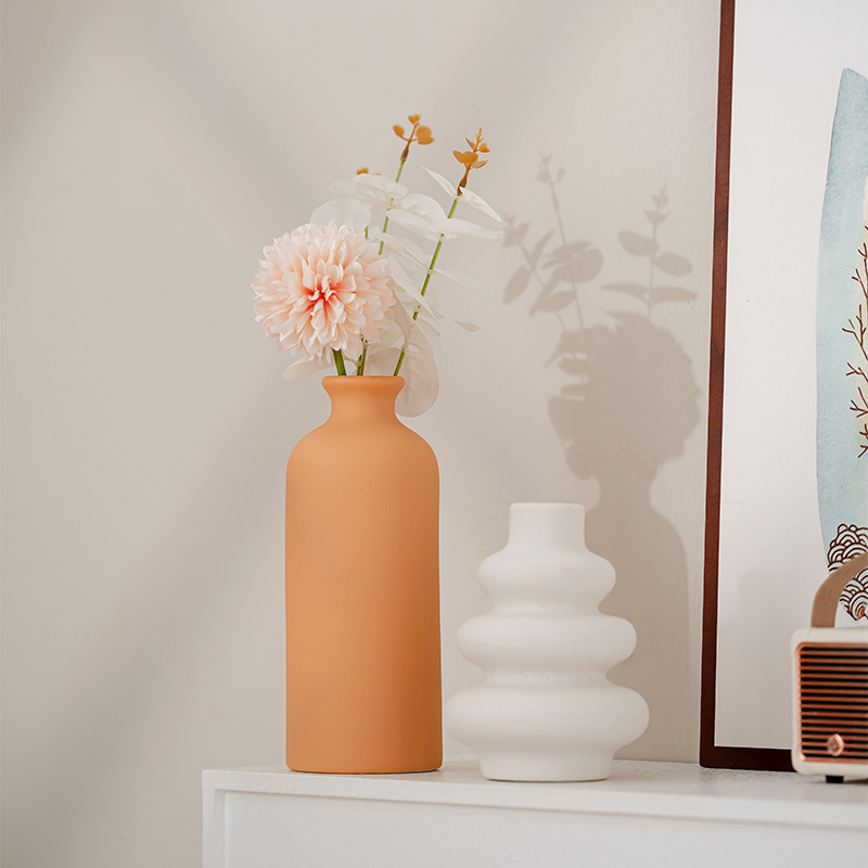 vasijas de cerámica creativas vasijas de cerámica de alto nivel de sensación floral vasijas blancas mesa de banquete decoración simple