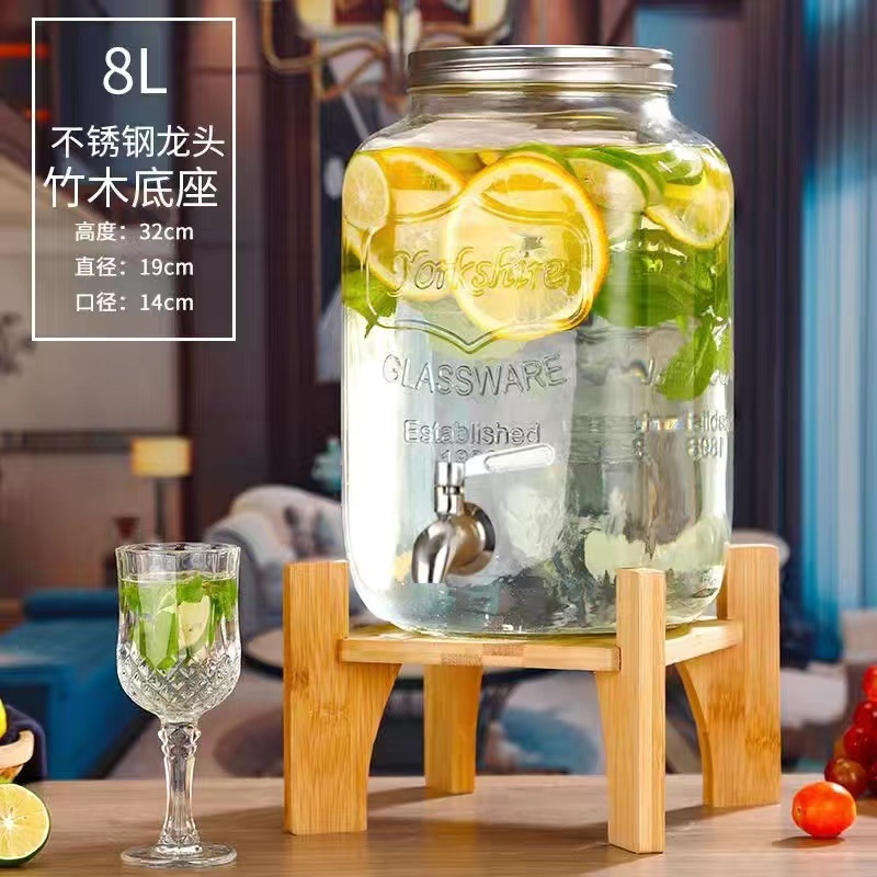 Celebridad de Internet de gran capacidad de vidrio comercial fruta barril de coque Fábrica directa jugo tarro enzima barril bebida barril con grifo