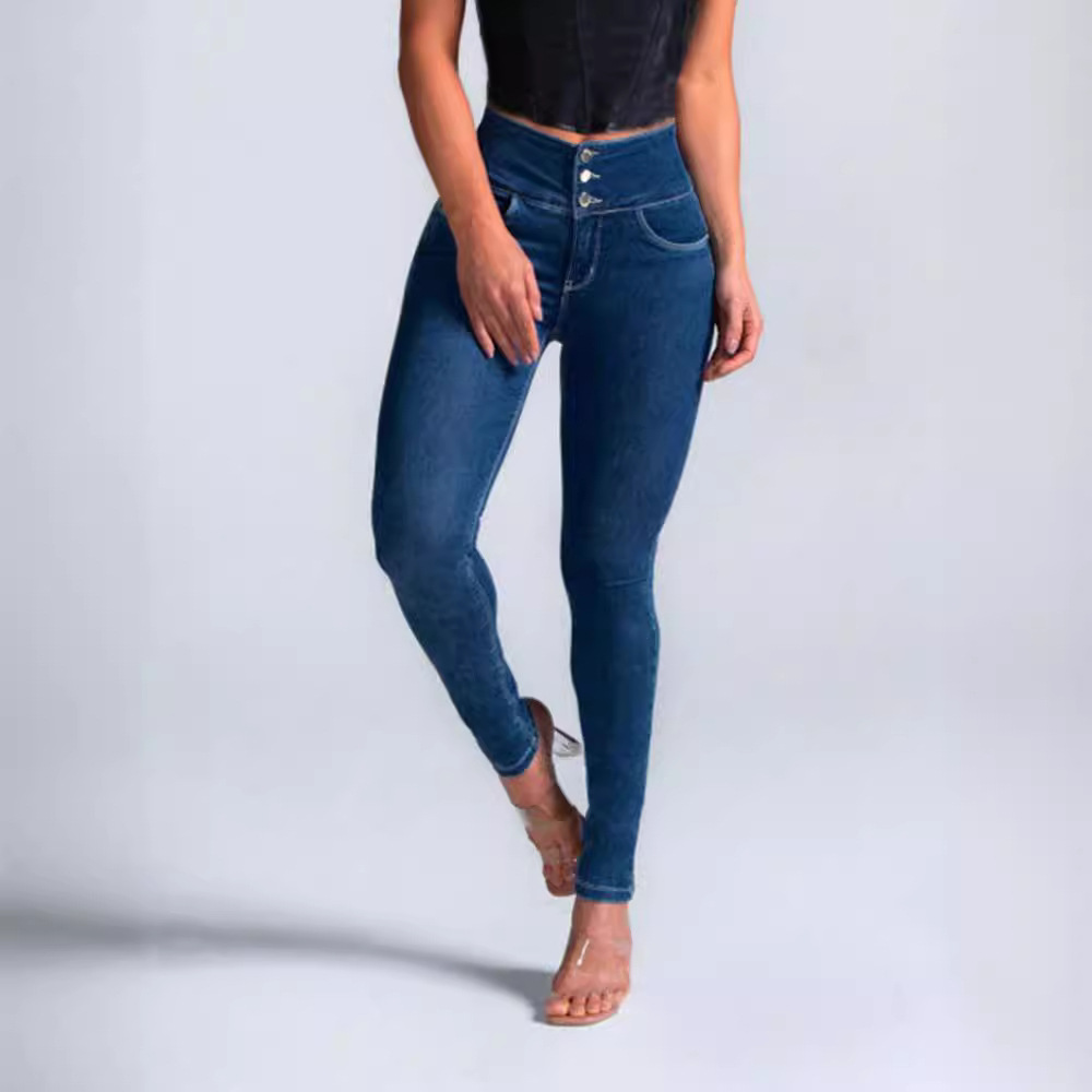 Damen Jeans Mit Knopfleiste Figurbetonte Röhrenjeans Für Damen_voghion.com