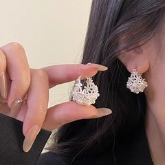 超仙甜美珍珠镂空花篮耳环时尚气质高级感个性精致百搭耳扣耳饰