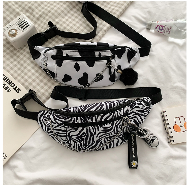 New Printed Cow Pattern Female Small Shoulder Bag Chest Bag Waist Bag display picture 13