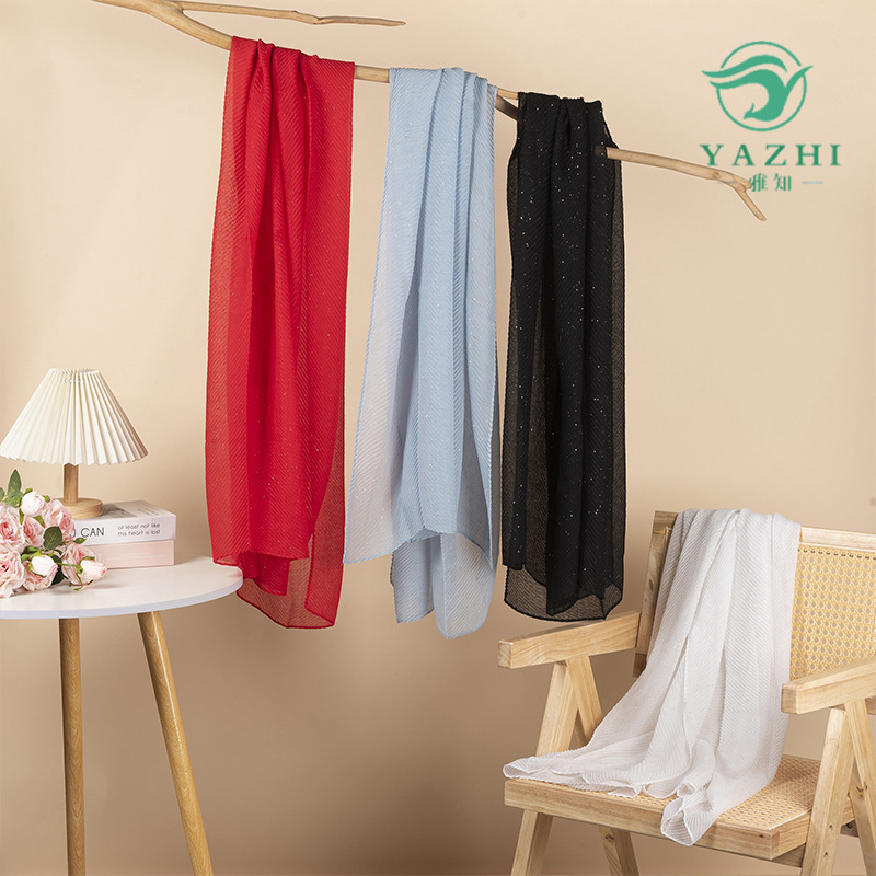 Cross-Border Malaysian Headscarf Scarf, Spring and Autumn Korean Style Red Shawl, High-End Solid Color Thin Scarf for Women