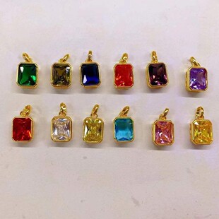 18K Gold December Birthstone Pendant Au750 Inlaid Zircon Sugar Cube Necklace Clavicle Chain Pendant Water Shell Wholesale