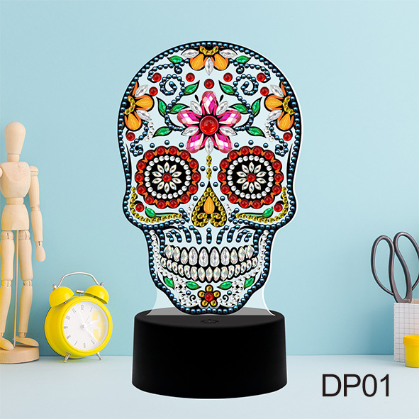 Fábrica directa pintura de diamante perimetral perforado a mano colorido recarga de forma especial placa de lámpara 5D modelado de lámpara de noche personalizado