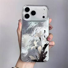 水墨百合适用苹果16ProMax少女14Pro手机壳iPhone17潮流15小众13