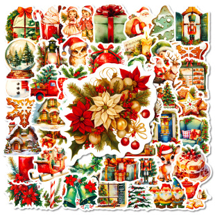 50 Cross-Border Tree Root Christmas Element Stickers Party Gift Decoration Water Cup Computer Waterproof Graffiti Stickers