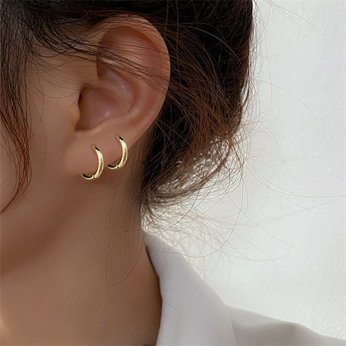 Simple S925 sterling silver plain hoop earrings Korean style stacked basic classic hoop earrings earrings silver jewelry wholesale