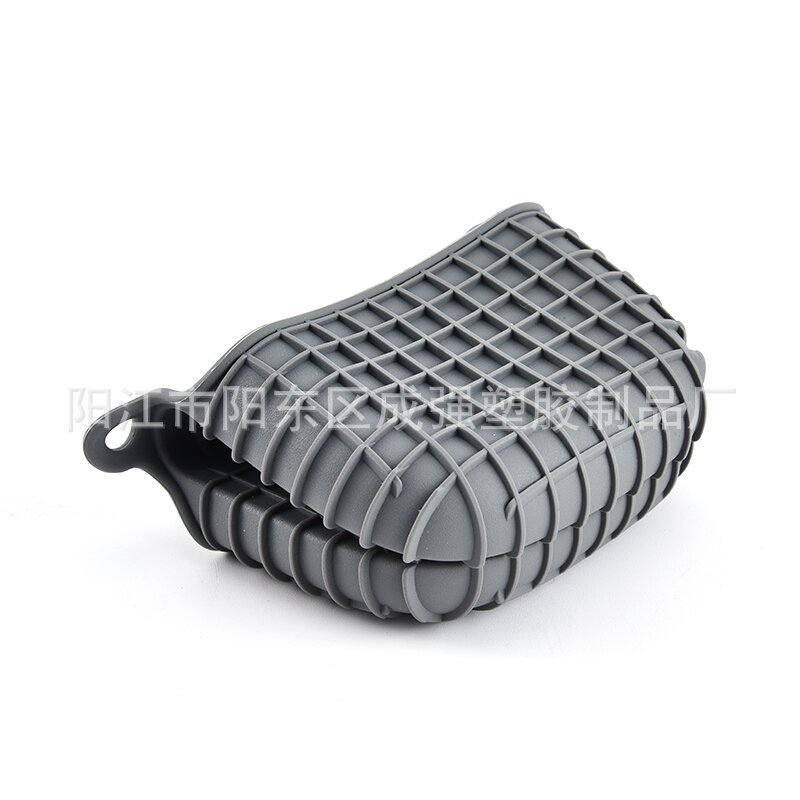 Clip de mano aislado Guantes antiquemaduras de silicona a cuadros para hornear horno microondas bandeja de horno clip antideslizante guantes de clip de mano antiquemaduras