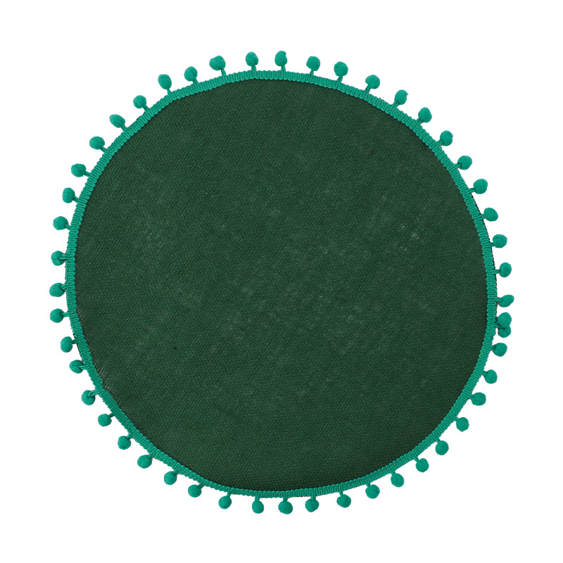 Navidad color transfronterizo mesa de comedor esteras de decoración de material yute esteras de comedor occidentales pueden ser redondas