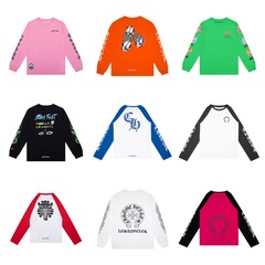 国境を越えたクロエChrome Heart高品質双糸綿丸襟男女プリント長袖tシャツ