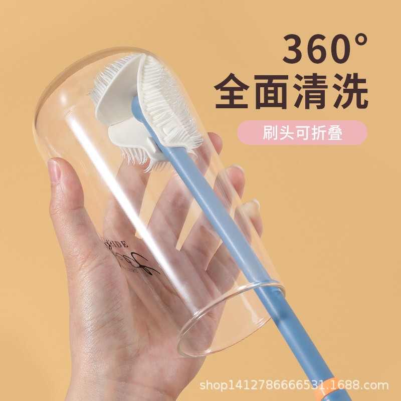 Bottle Brush Long Handle Silicone Cup Brush Artifact Household Retractable Cleaning Brush Foldableable Multi-Functional Bottle Washing Brush