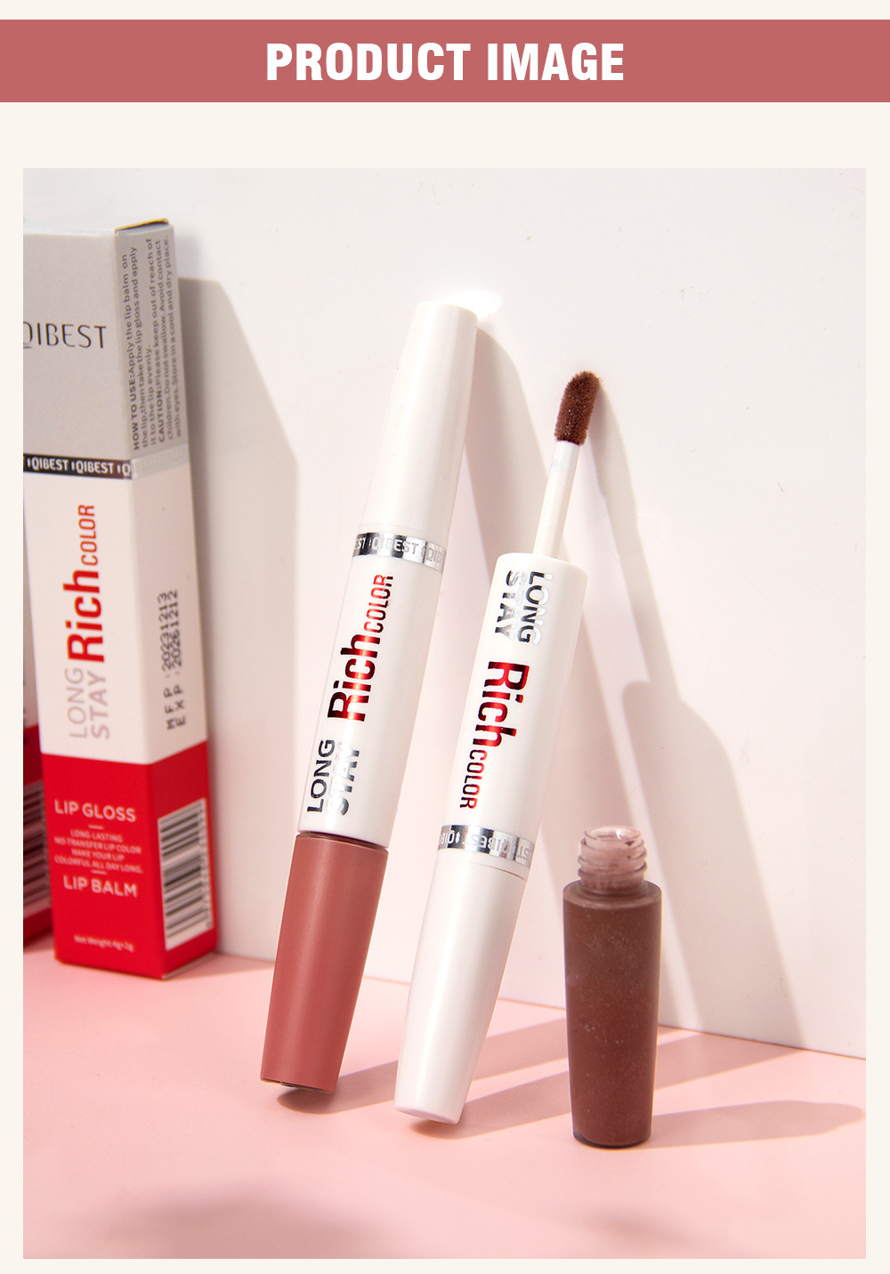 Carina QIBEST rouge à lèvres à Double tête et tasse hydratante sans coloration difficile à décolorer rouge à lèvres mat durable_voghion.com