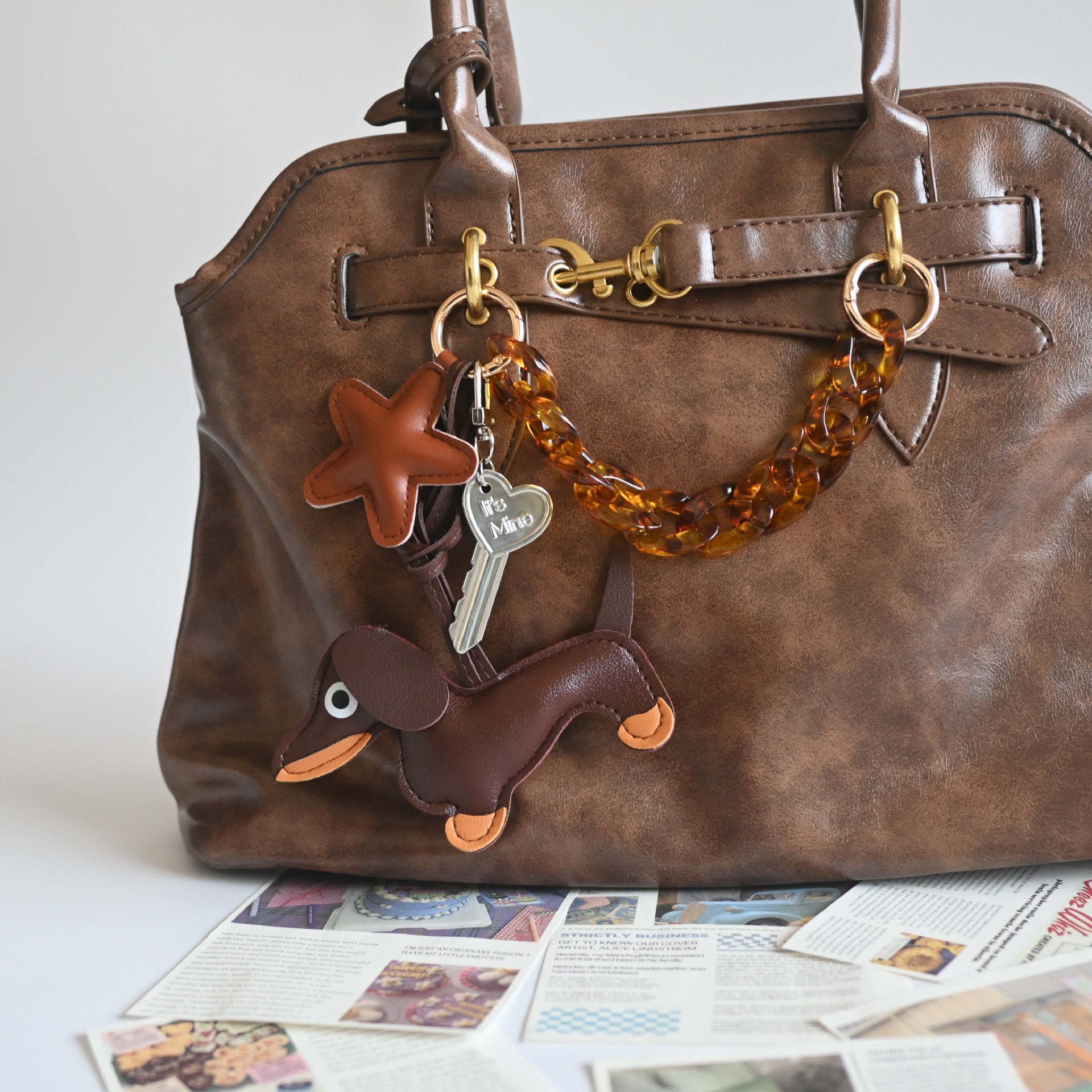 1 Piece Quantity 1 Piece Bag Dog Bag Pendant Keychain Pu Leather Unisex Cute Bag Pendant Keychain