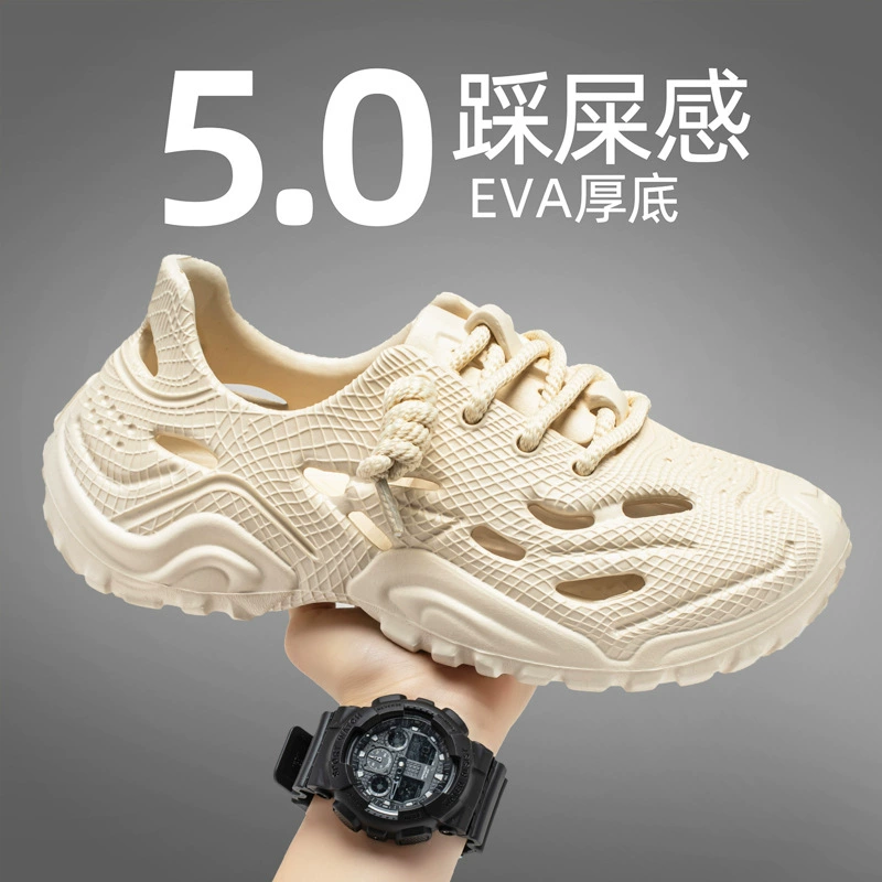 Кроссовки Croc Shoes 2025 Лето Мужские Антискользящие Кокосовые Полые Мягкие Подошвы Спортивные Сандалии Пляжная Обувь Оптом