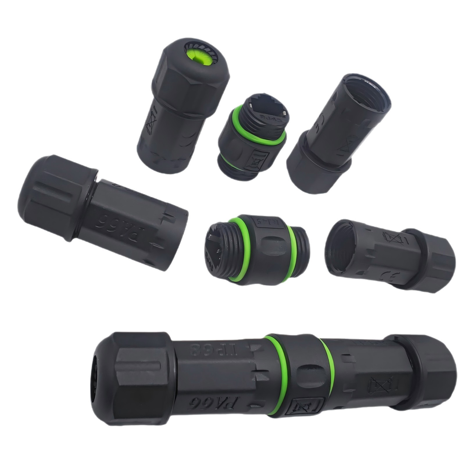 IP68��ҵ��ˮǧ���������߶Խ�ֱͨrj45ת��ͷ������POE�ӳ���