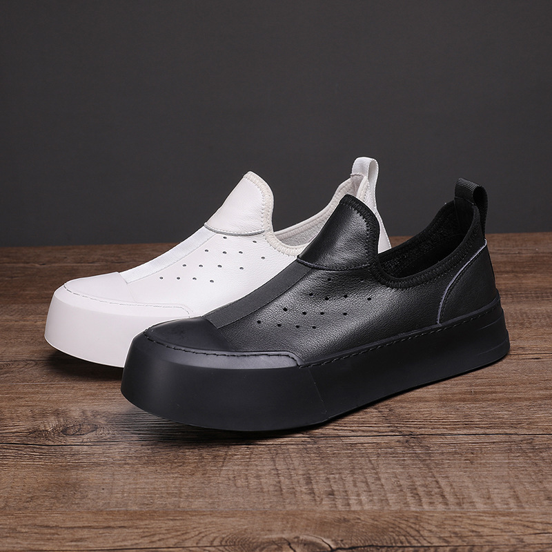 Men's Genuine Leather Thick-Soled Slip-On Shoes, Summer Breathable and Versatile Trendy Sneakers Men's Genuine Leather Thick-Soled Slip-On Shoes, Summer Breathable and Versatile Trendy Sneakers