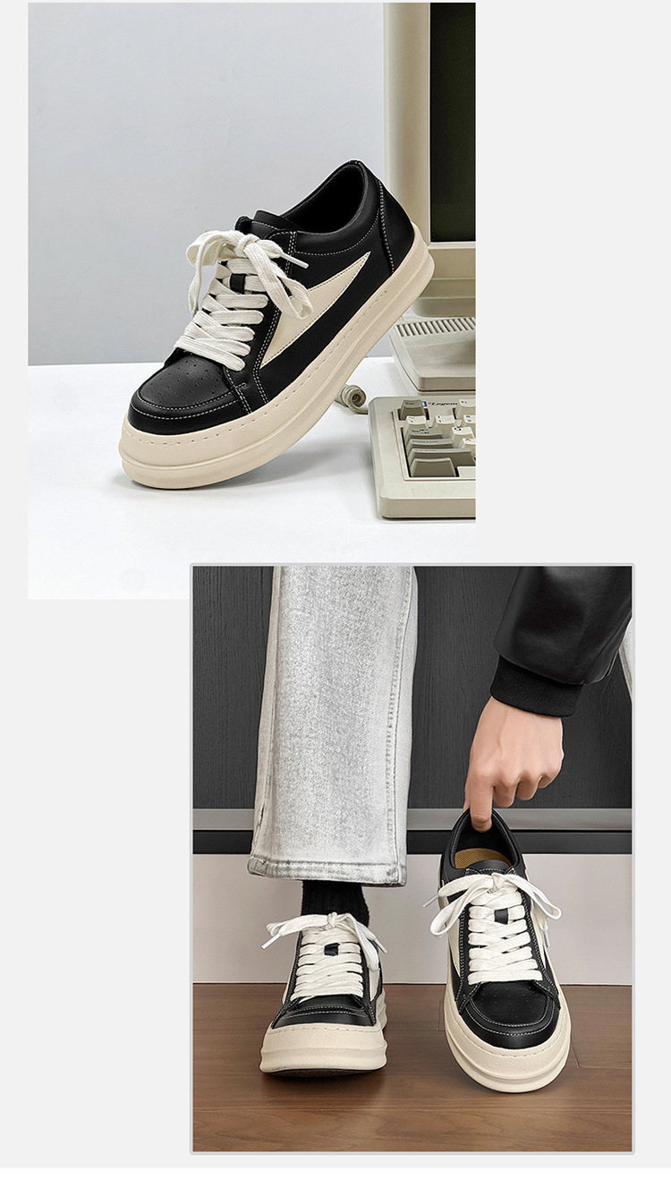 Chaussures décontractées de style triangle inversé, polyvalentes, style skate, sport, américaines, streetwear, plateforme, rétro, pour hommes_voghion.com