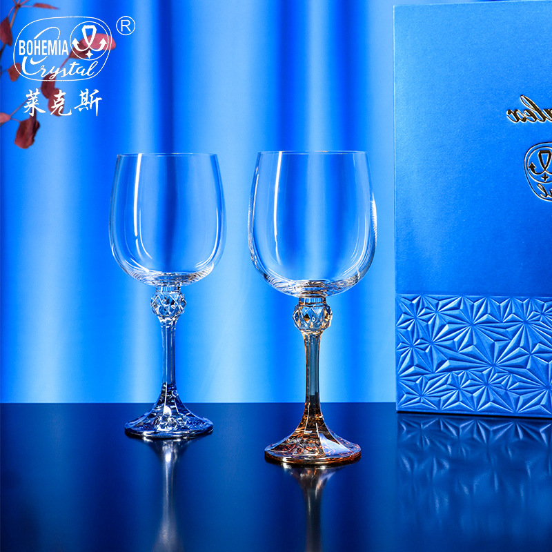 Caja de regalo de tazas de vino importadas de la República Checa, tazas de cristal sin plomo, tazas de vino europeas, tazas de pie alto, set de regalo personalizado