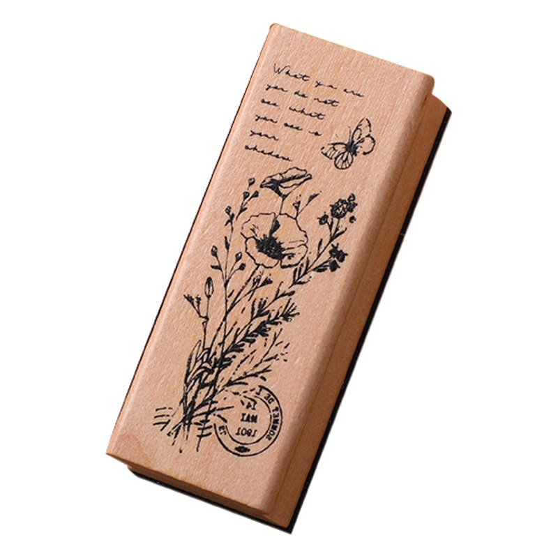 Exquisita Flor de madera y hierba chica sello creativo Planta Fresca diario DIY decoración sello 8 tipos selección