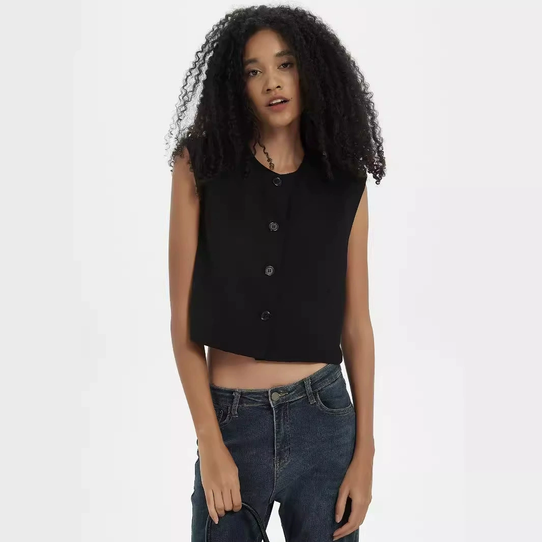 Внешняя торговля трансграничная женская одежда оптом осенью новый без рукавов тонк однобортный топ