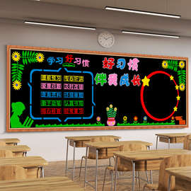 ZJ05养成好习惯伴成长主题黑板报装饰墙贴小学教室班级文化墙布置