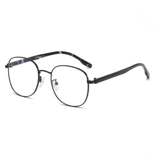 01076 Milk tea color pin glasses frame retro square Korean version trendy myopic female anti-blue light round face slimming flat